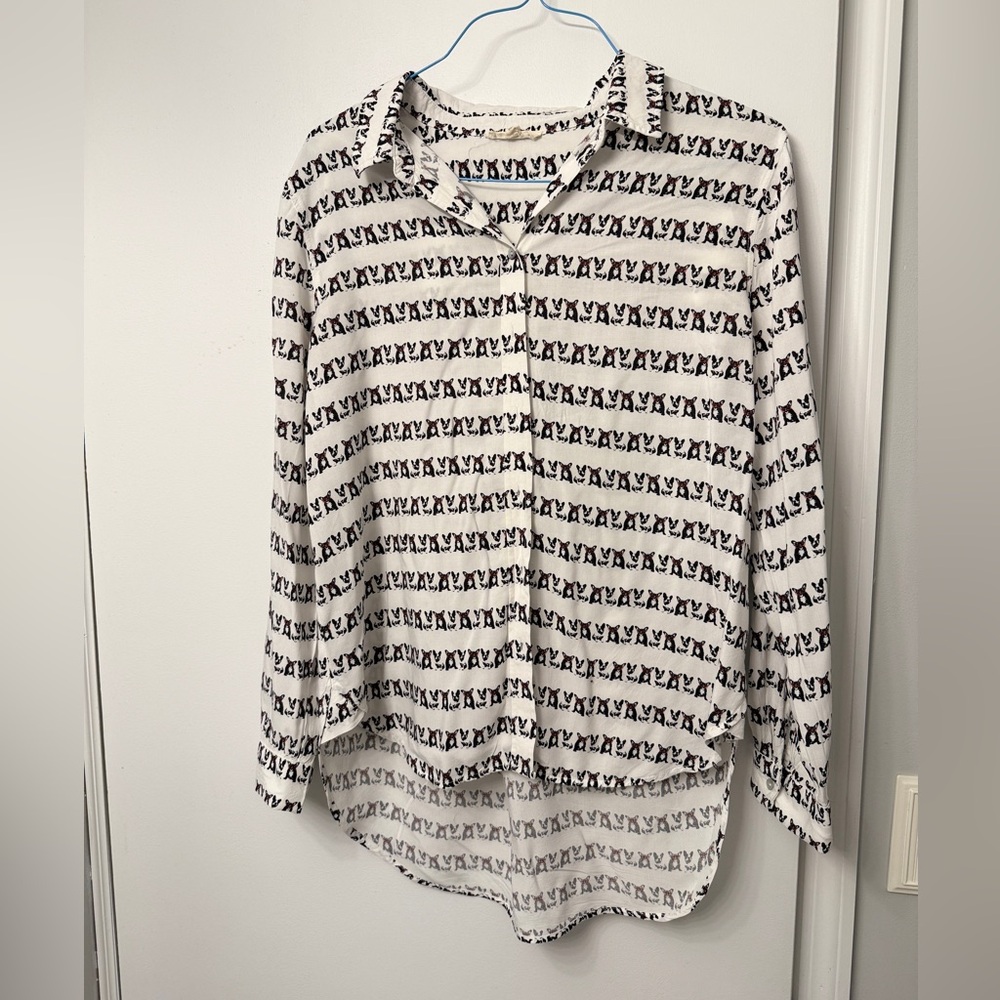Jane and Delancey Black and Frenchie Print Shirt